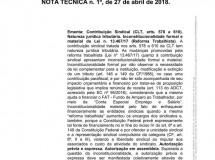 Publicação Nota Técnica n. 1º, 27 de abril de 2018